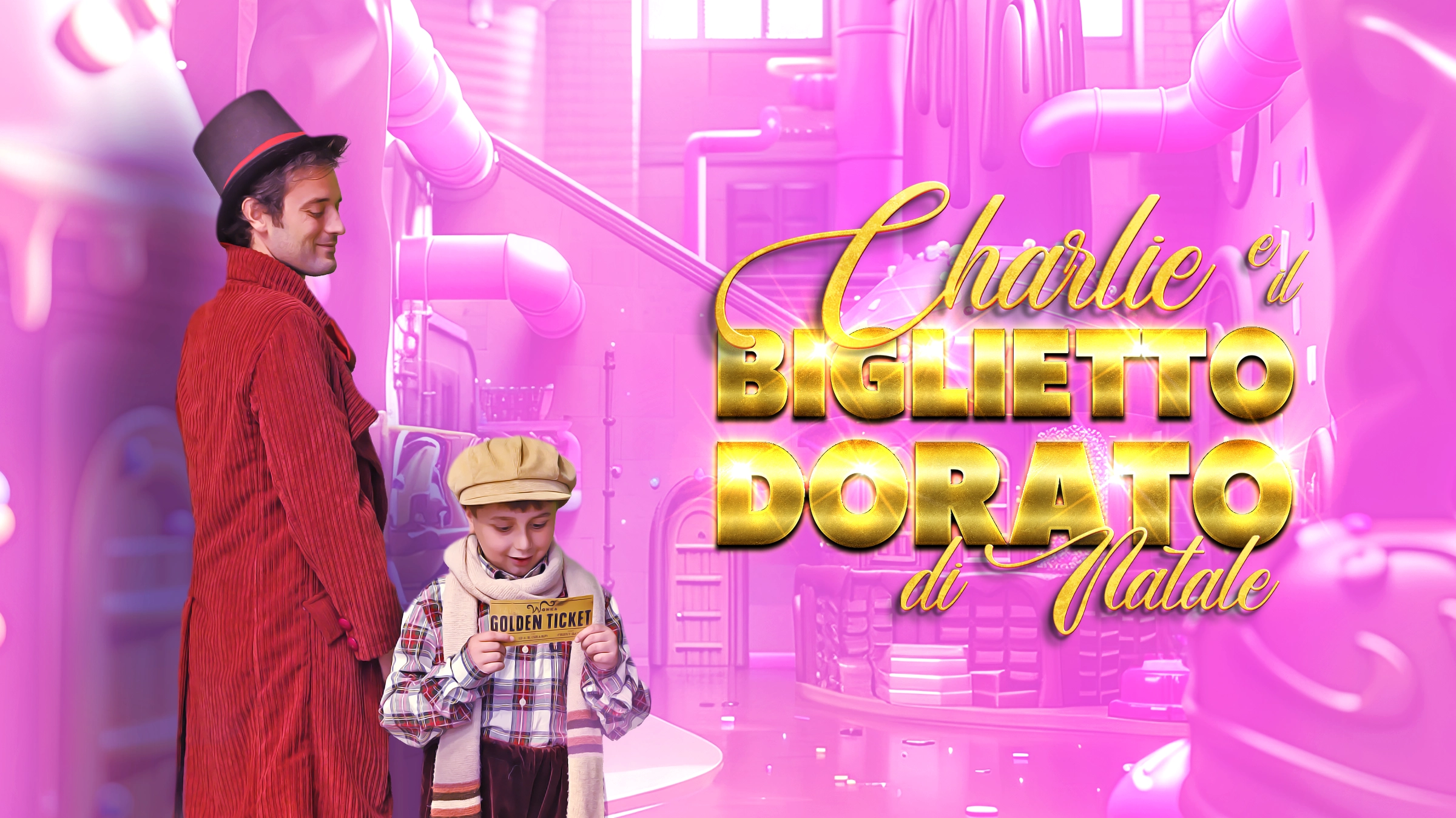 Charlie e il Biglietto Dorato di Natale 7 Charlie è un bambino povero che vive in una malandata casetta. La sua passione più grande è il cioccolato ma può comprarne una sola tavoletta all’anno, nel giorno del suo compleanno. L'annuncio del cioccolatiere più famoso del mondo, l'enigmatico Willy Wonka, sconvolge la piccola cittadina di Charlie: Wonka ha nascosto in cinque tavolette di cioccolato altrettanti biglietti d'oro; chi li troverà avrà la possibilità di visitare la sua grandiosa fabbrica e vincere un premio speciale. L'ultimo biglietto viene trovato proprio da Charlie, in una tavoletta comprata nel negozio di dolci vicino casa con dei soldi trovati per strada. Durante il giro all'interno della fabbrica, a differenza di Charlie, gli altri quattro bambini si rivelano disubbidienti e vengono coinvolti in sfortunati eventi. Solo Charlie si comporta bene e rimane incolume alle sorprese del signor Wonka. A lui spetta dunque il premio speciale: la fabbrica stessa. Charlie è felice del premio, ma scopre che, per poter dirigere la fabbrica, dovrà trasferirsi e lasciare la sua famiglia. Egli rinuncia allora al premio e chiede a Willy cosa abbia contro le famiglie. Willy gli rivela di avere un difficile rapporto col padre che Charlie aiuta a ricostruire. Da allora Willy e Charlie lavoreranno insieme, a una sola condizione: il trasferimento della famiglia, insieme alla cadente casetta, all'interno della stanza del cioccolato. Il romanzo di Roald Dahl diventa una magica, sfolgorante e colorata commedia musicale ambientata nel periodo natalizio con canzoni e coreografie originali, effetti speciali e immagini tridimensionali che coinvolgono i protagonisti (reali e surreali) di questa favola moderna.